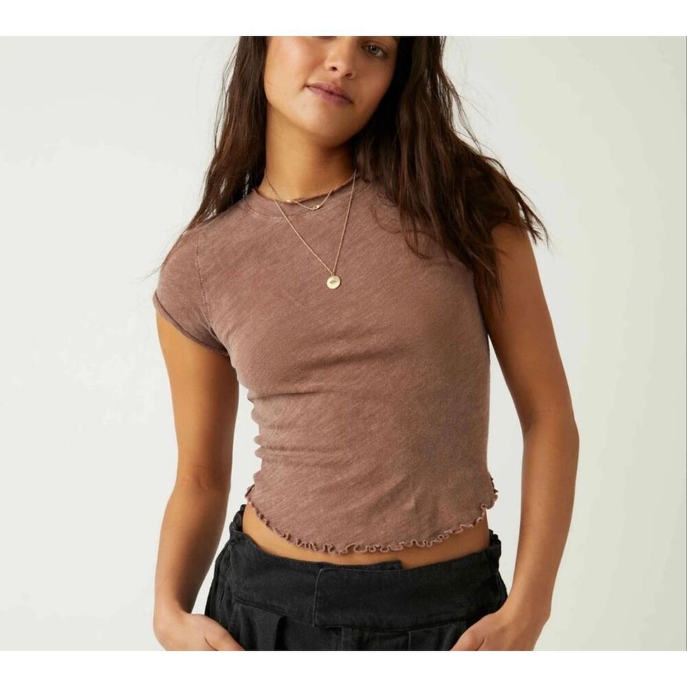 Free People We The Free Be My Baby Tee in rust Brown  size small NEW